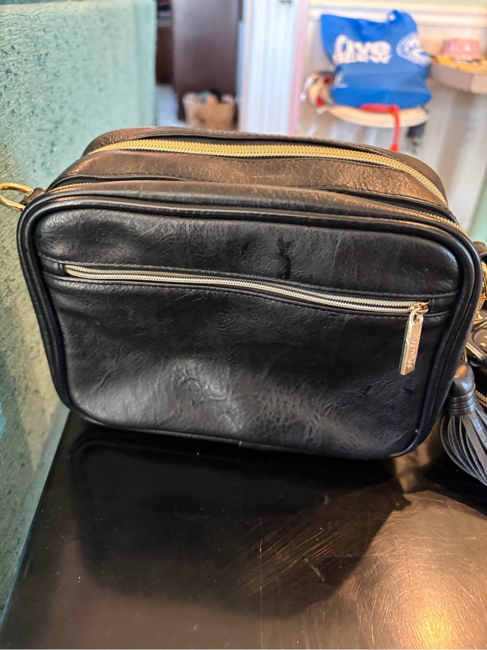 Itzy Ritzy Black Studded Crossbody Diaper Bag with Detachable Coin Pouch - Picture 5 of 14